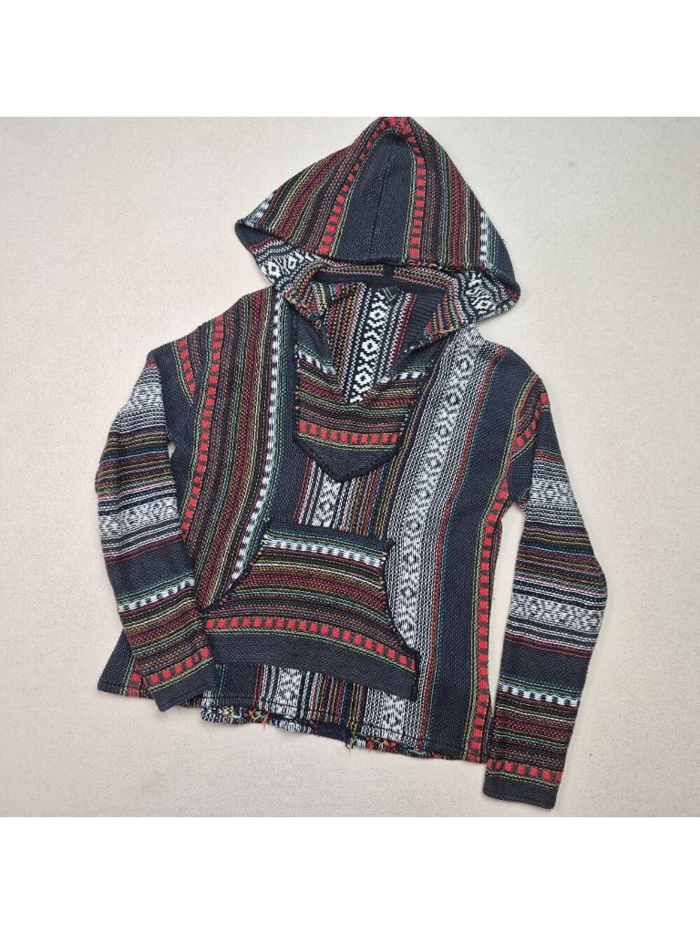 Baja Hoodie Men's Surf Skate Drug Rug Coastal Camping Pullover Jacket Sz M